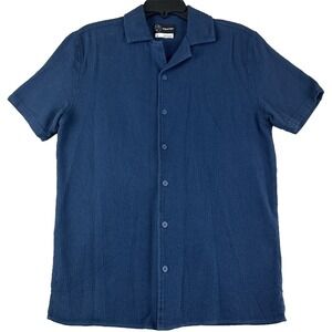Original Use Shirt‎ Men's Small Blue Boxy Button Up Shirt Gauzy Texture Utility